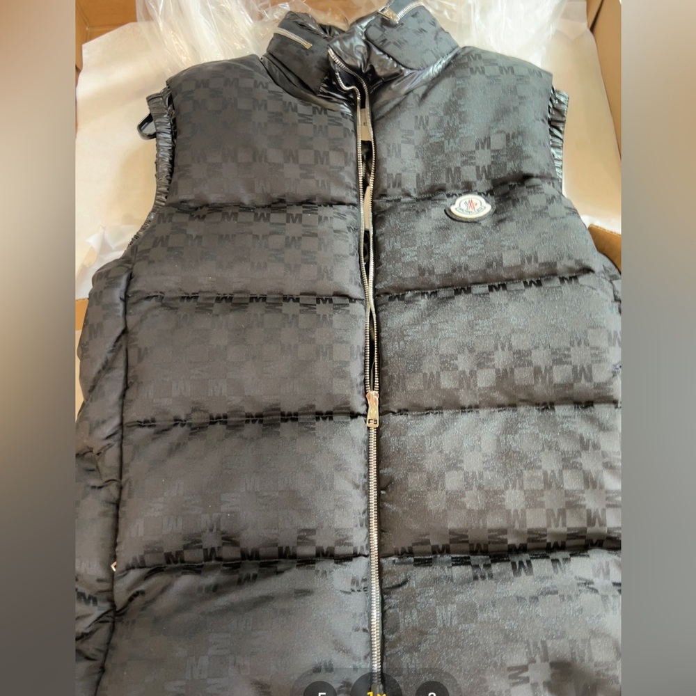 Moncler Kita Logo Print Nylon Vest Black Sm 1 - Picture 1 of 14